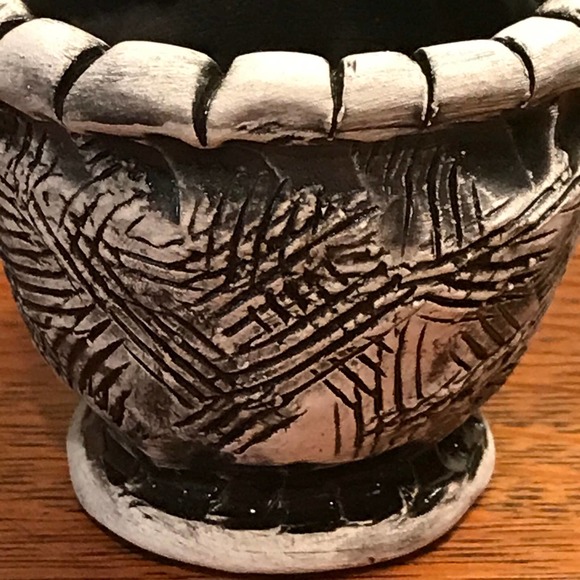 Black and White Tiny Pottery Salt Cellar or Succulent Planter - Picture 5 of 8